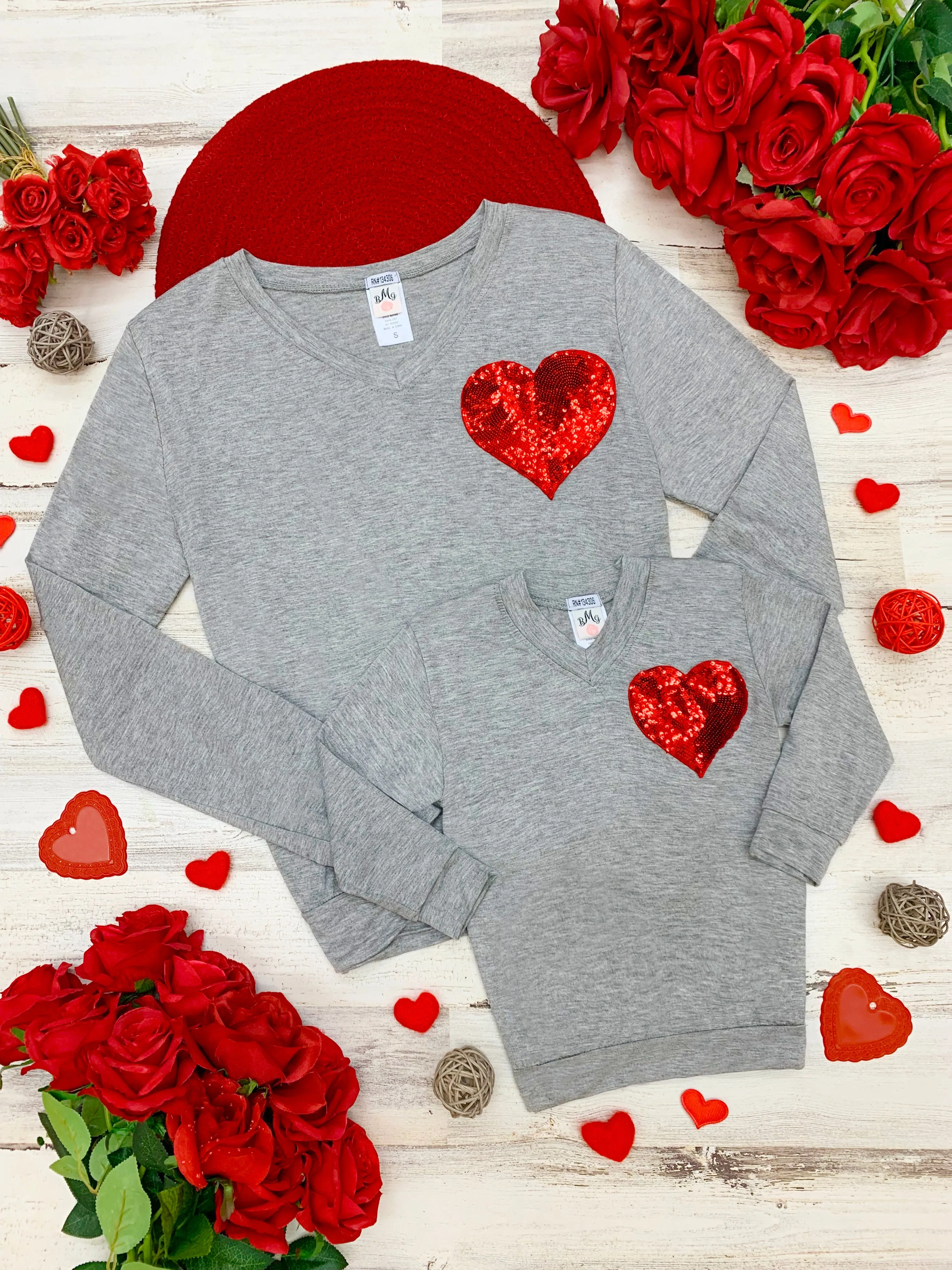 Mommy and Me Shining Heart Grey Top