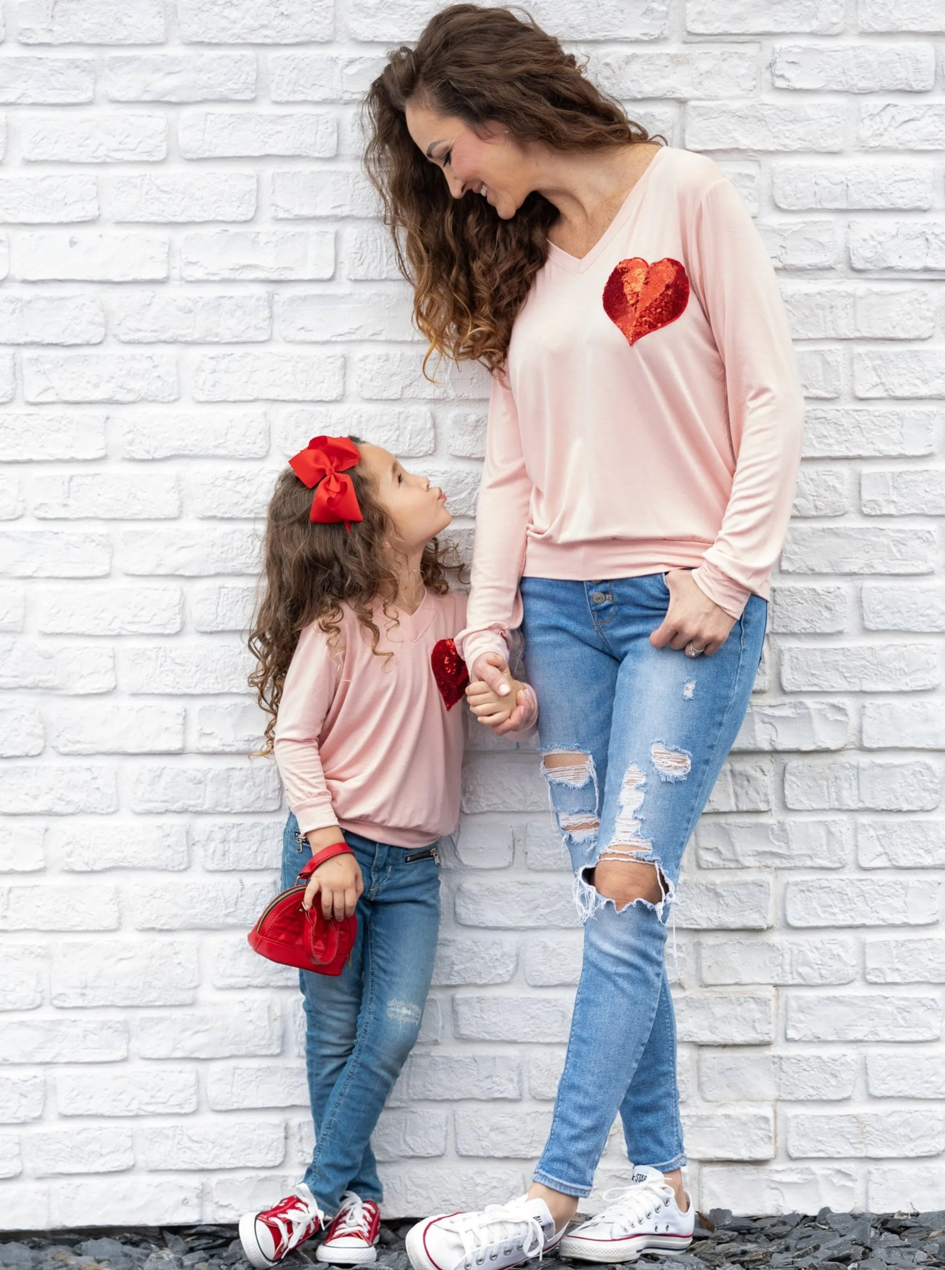 Mommy and Me Shining Heart Pink Top