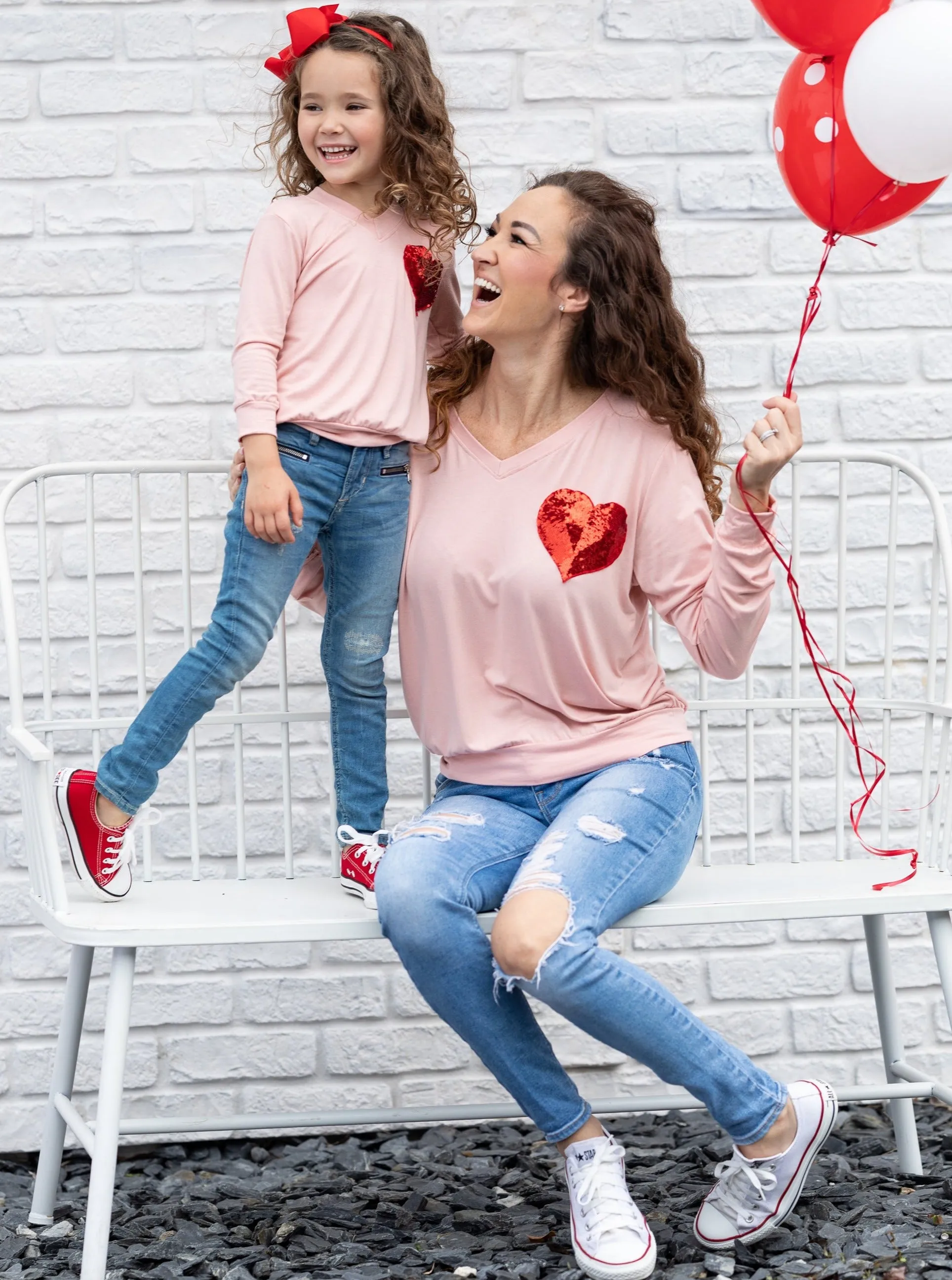 Mommy and Me Shining Heart Pink Top