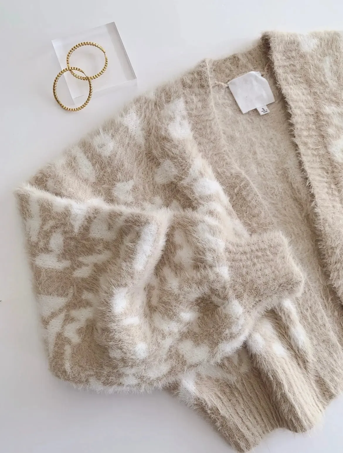 Neutral Animal Graphic Fuzzy Cardigan