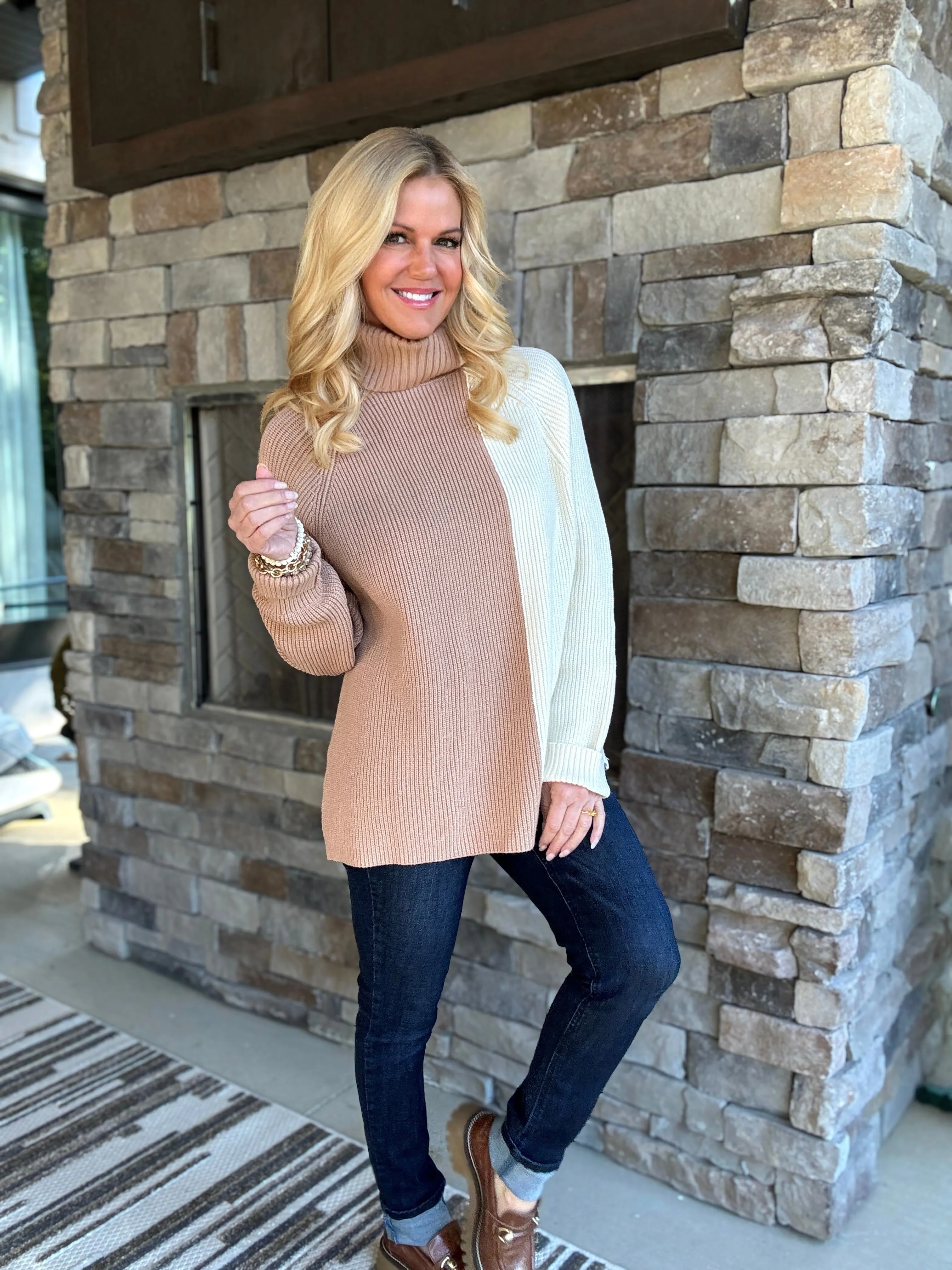 Neutral Colorblock Sweater