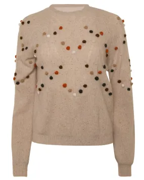 Neutral Multi Novelty Crew Sweater