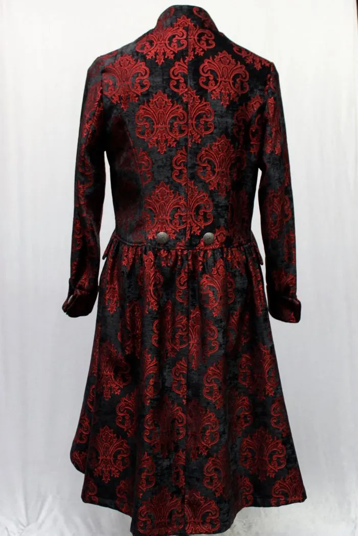 ORDER OF THE DRAGON COAT - BLACK AND RED VELVET BROCADE