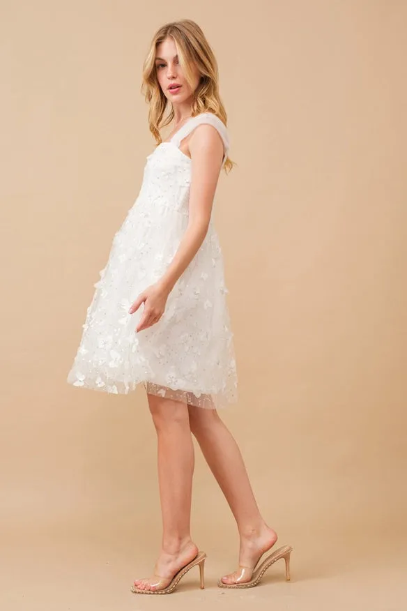 Organza Butterfly Embellished Sequin Mini Dress