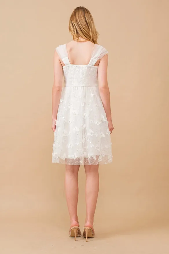 Organza Butterfly Embellished Sequin Mini Dress