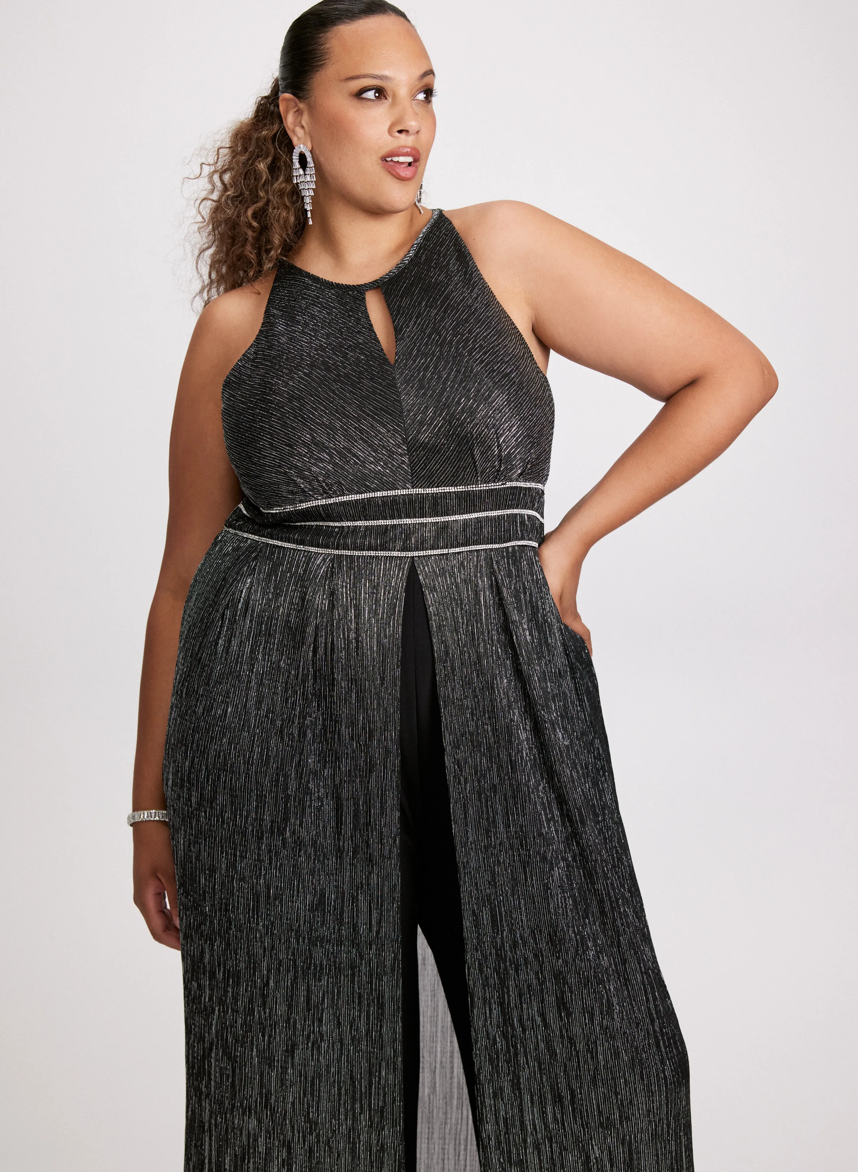 Overlay Effect Sleeveless Jumpsuit