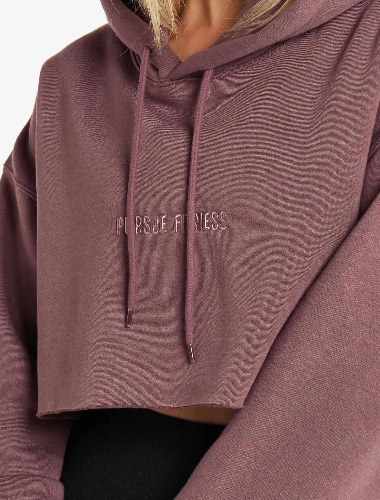 Oversized Crop Hoodie - Dusky Purple