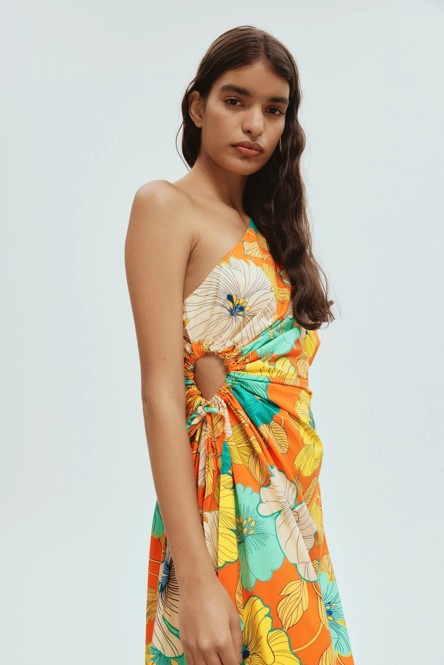 PIATO ONE SHOULDER MIDI DRESS