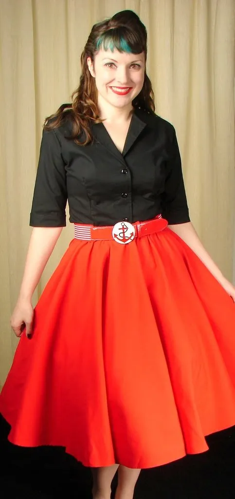 Red Full Circle Skirt