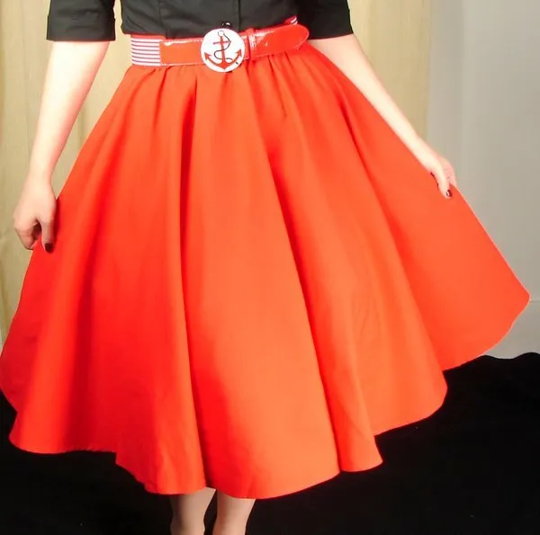 Red Full Circle Skirt