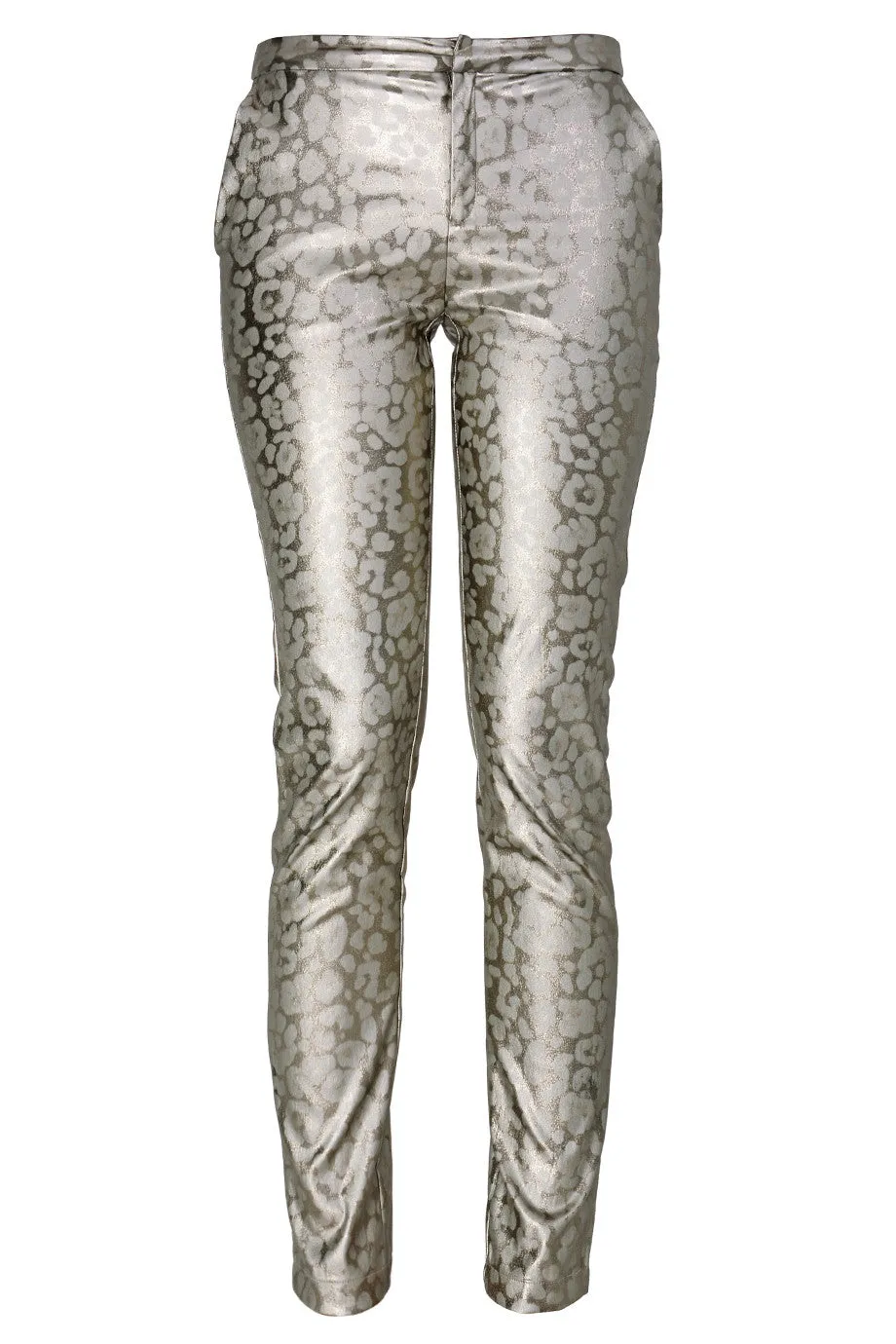 REINA Metallic Silver Leopard Pants