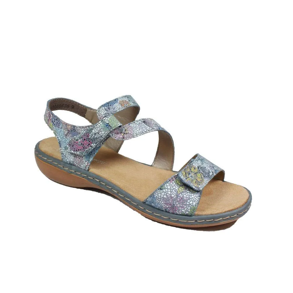 RIEKER COMFORT Z STRAP SANDAL BLUE FLORAL - WOMENS