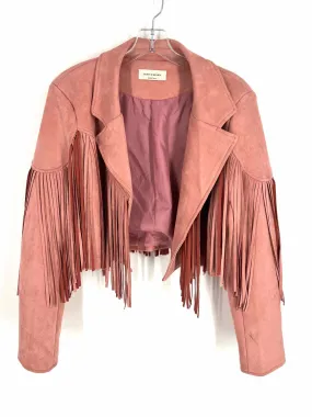 Saints & Hearts Size M Pink Fringe Faux Suede AS IS Jackets Jacket