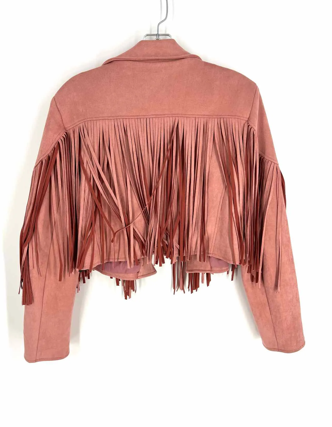 Saints & Hearts Size M Pink Fringe Faux Suede AS IS Jackets Jacket