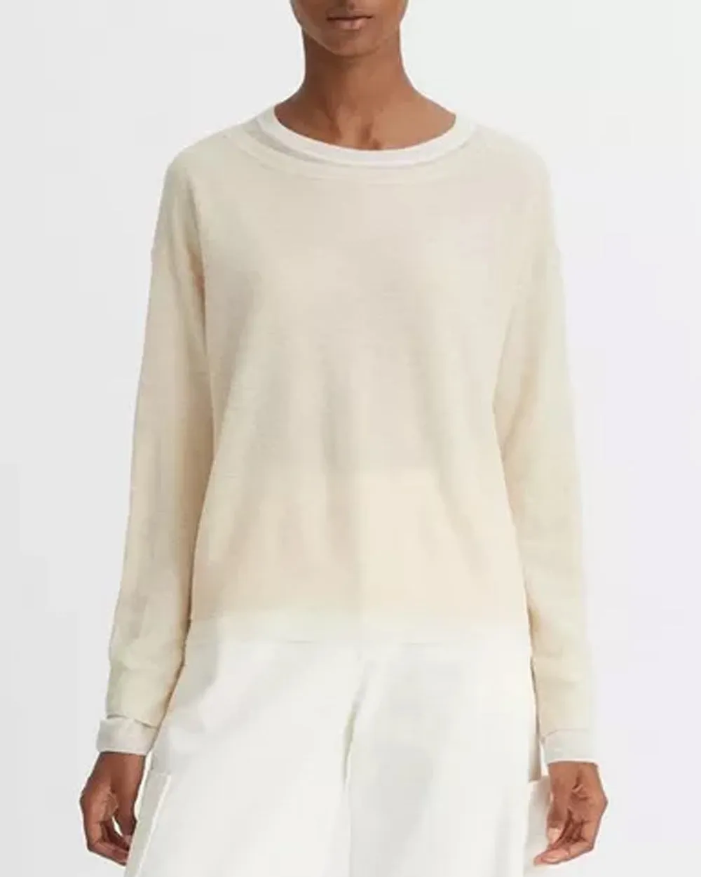 Sand and Off White Double Layer Sweater