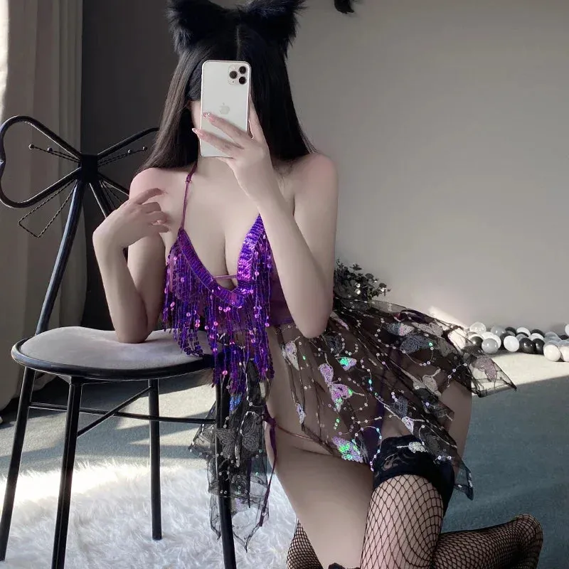 Shimmering Butterfly Lingerie Dress