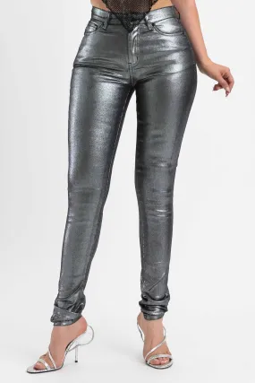 Silver Metallic Skinny Pants