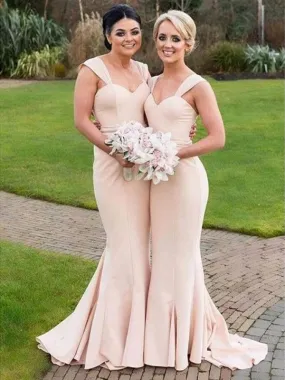 Simple Elegant Long Mermaid Jersey Bridesmaid Dresses