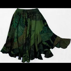 Stacey's Green Patchwork Short Swirl Skirt