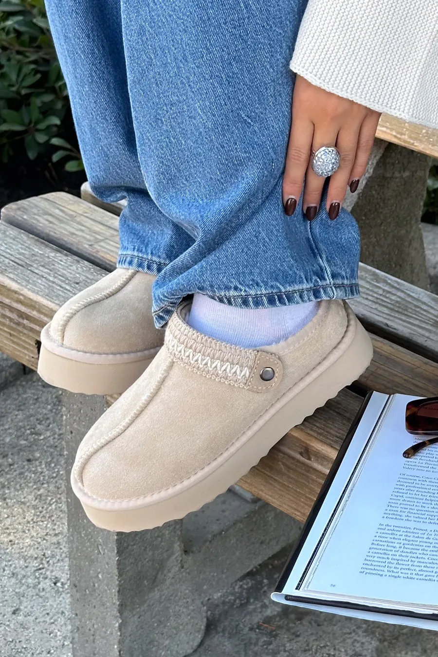 Storm Fur Lined Suede Platform Slippers by Matisse