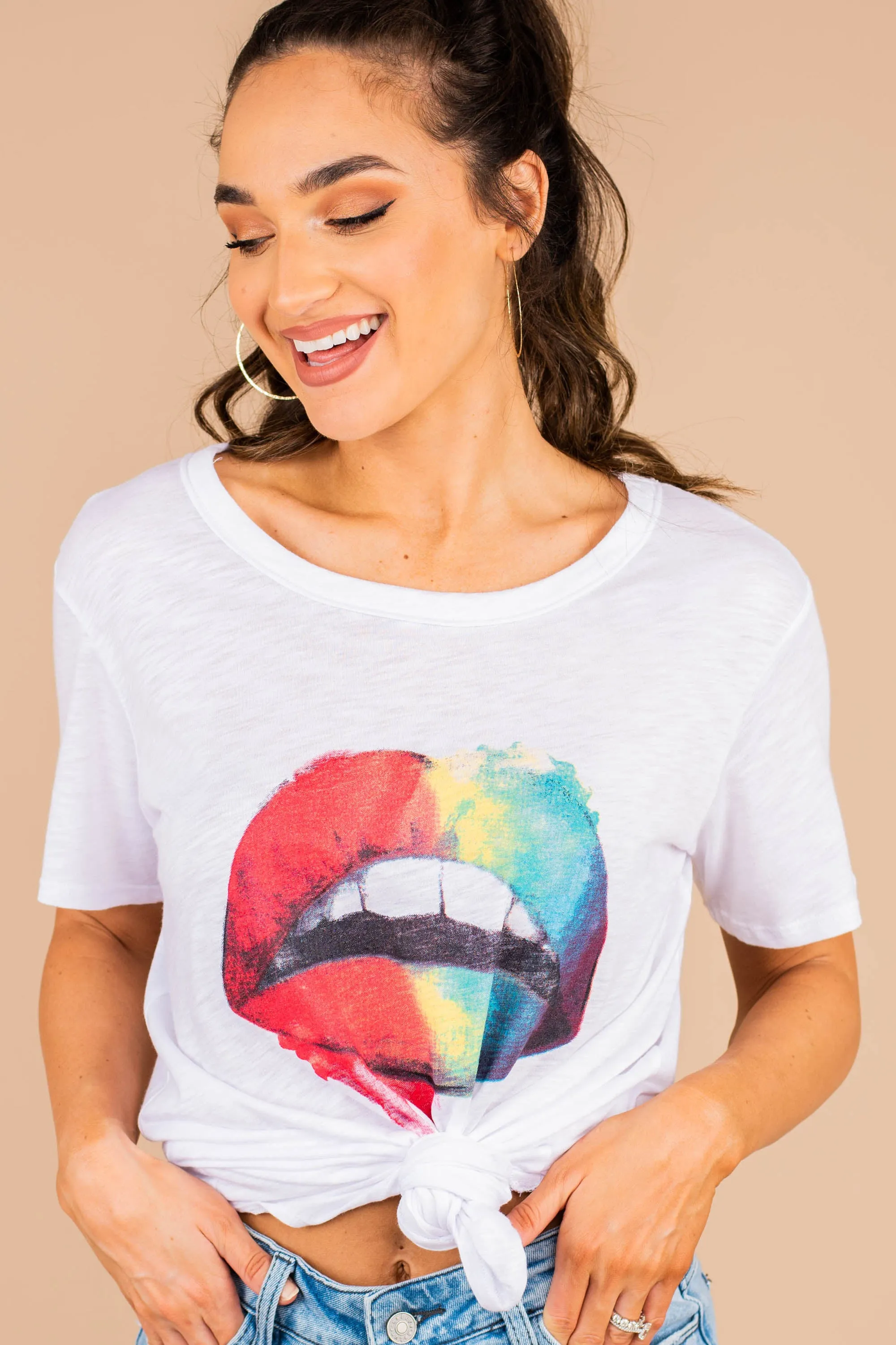 Taste The Rainbow White Graphic Tee