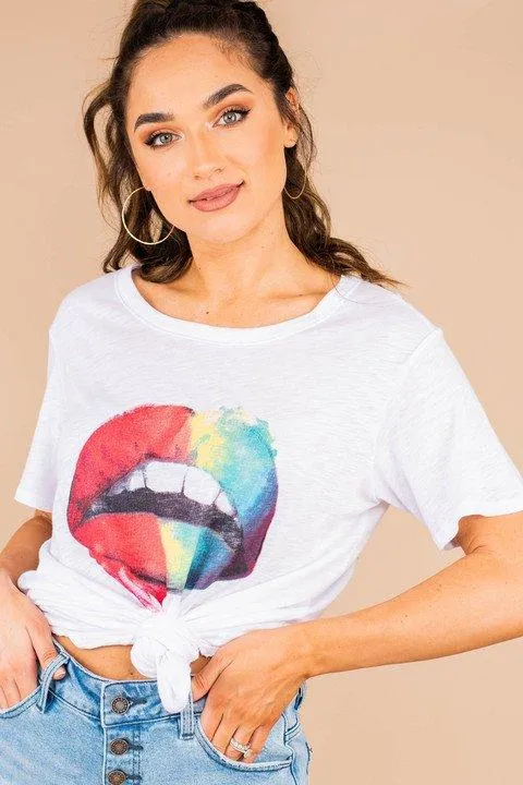 Taste The Rainbow White Graphic Tee