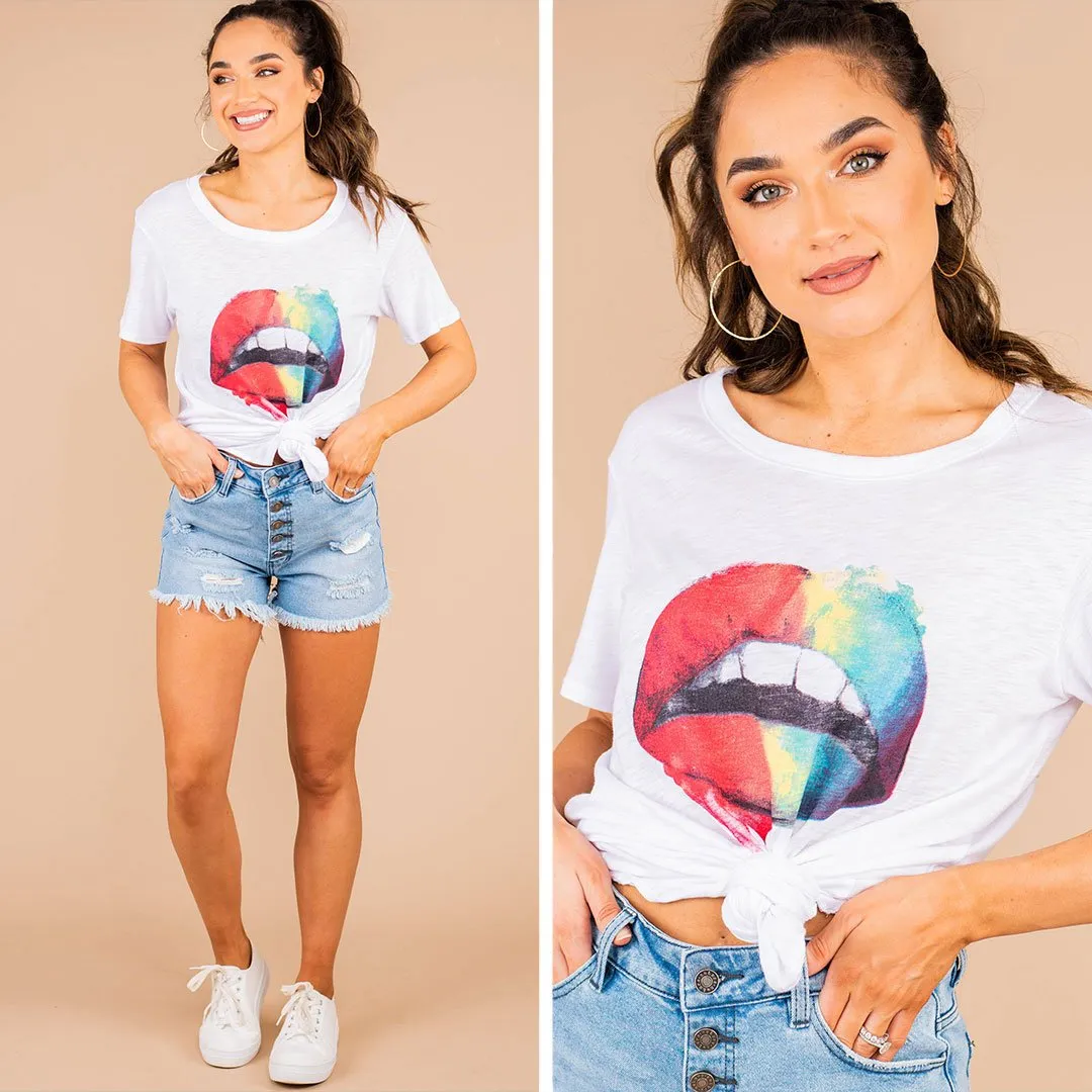 Taste The Rainbow White Graphic Tee