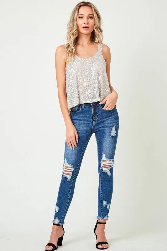 Times Square Sleeveless Sequin Top