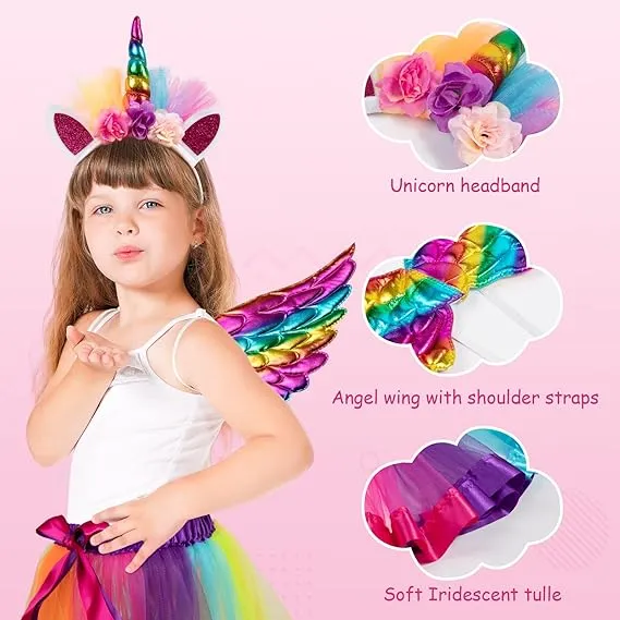 Tutu/Ballet Skirt - 3 pcs - skirt, wings & headband - Purple Unicorn S/M (2-5Y)