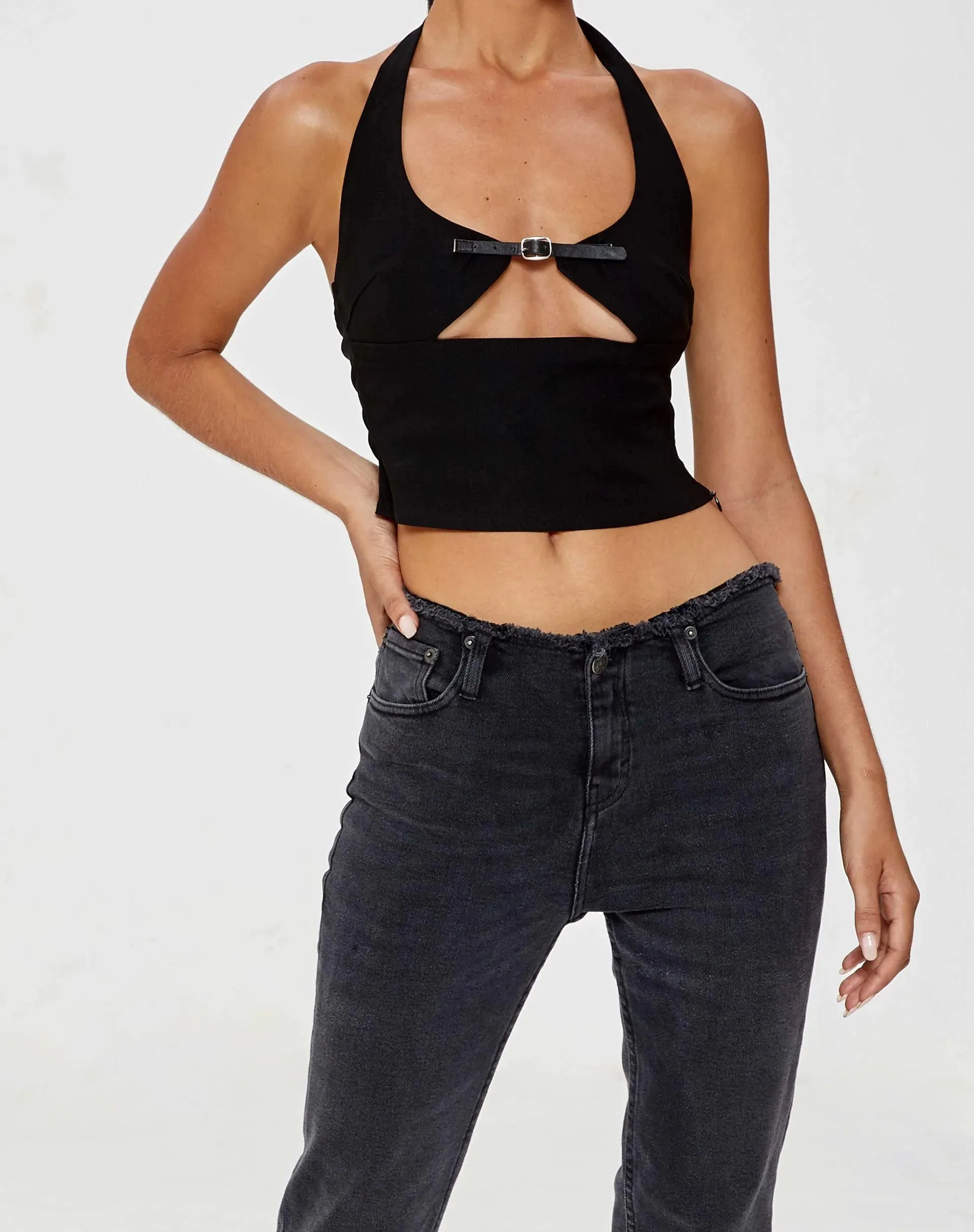 Vicauci Cut Out Top in Black