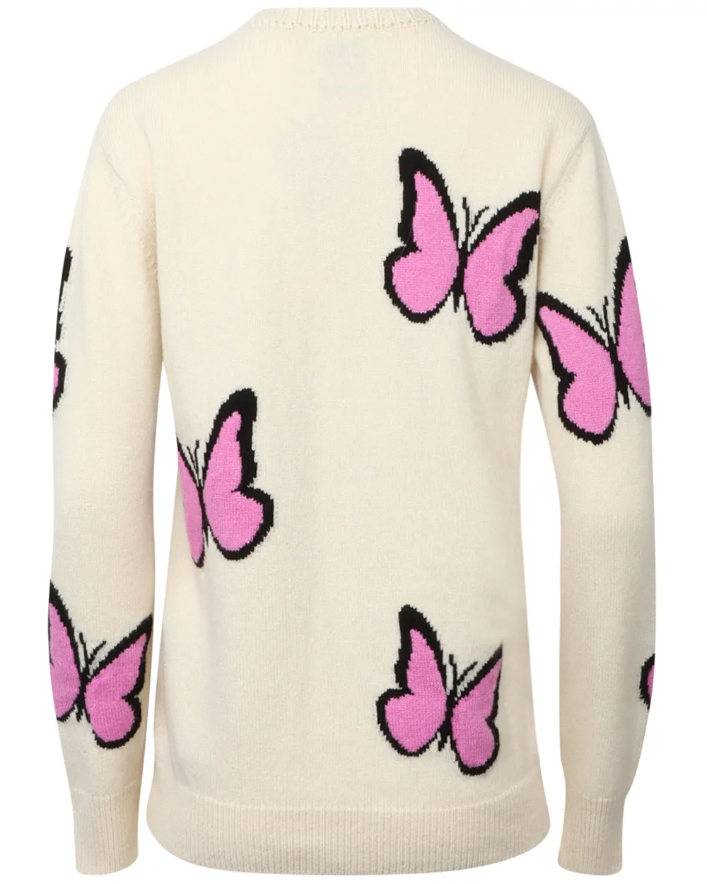 White Butterfly Crewneck Sweater