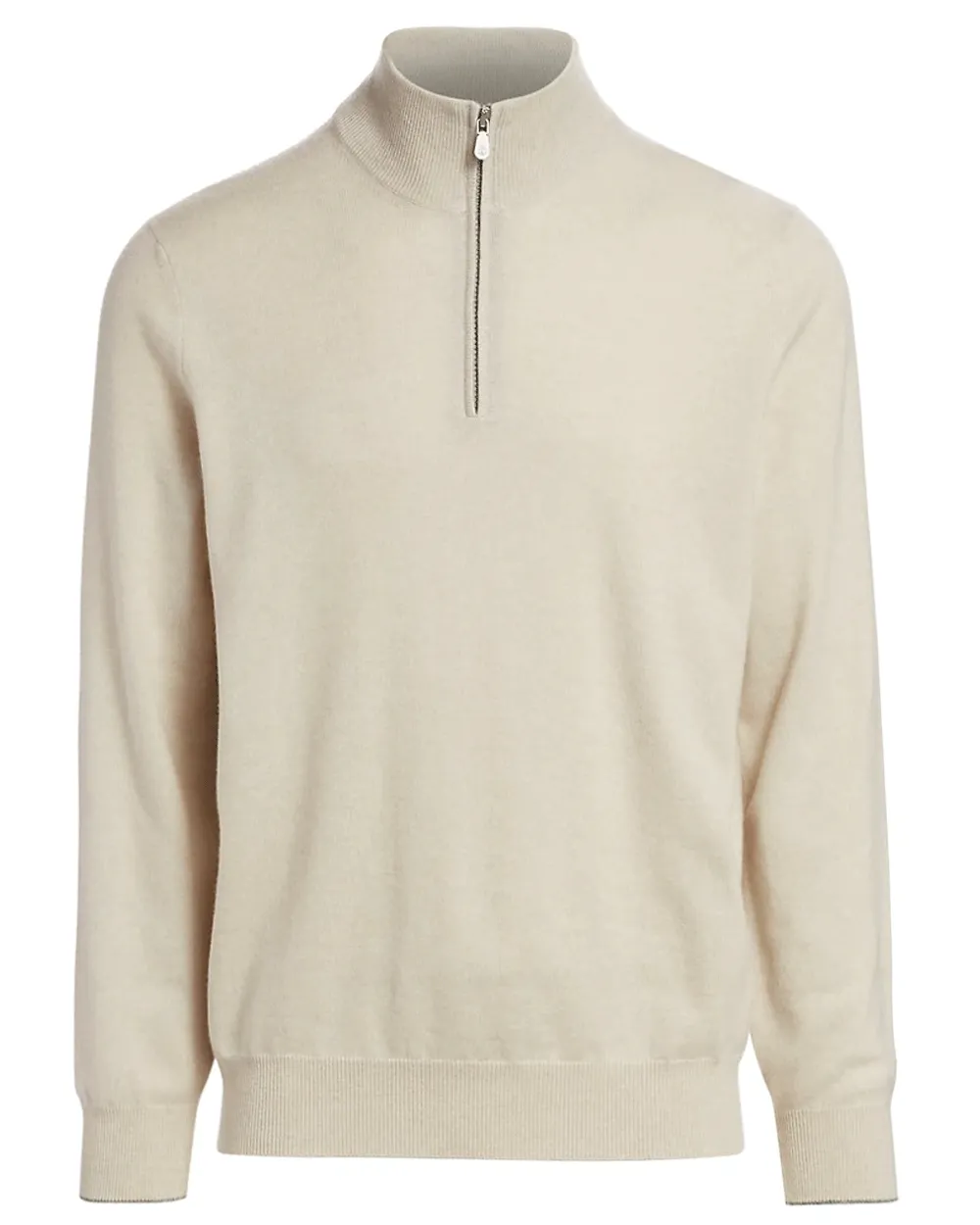 White Cashmere Quarter Zip Sweater