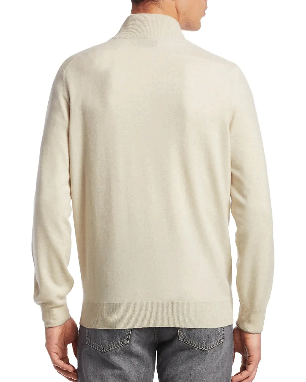 White Cashmere Quarter Zip Sweater