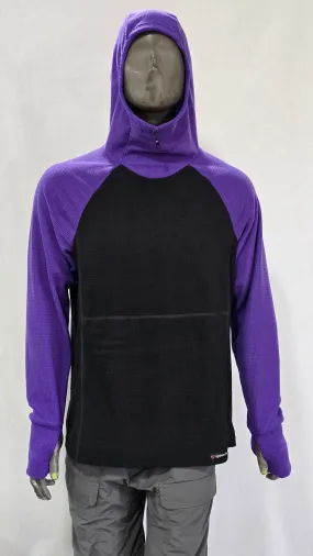 Women's Fleece Hoodie -  Black w/ Dark Purple sleeves & hood